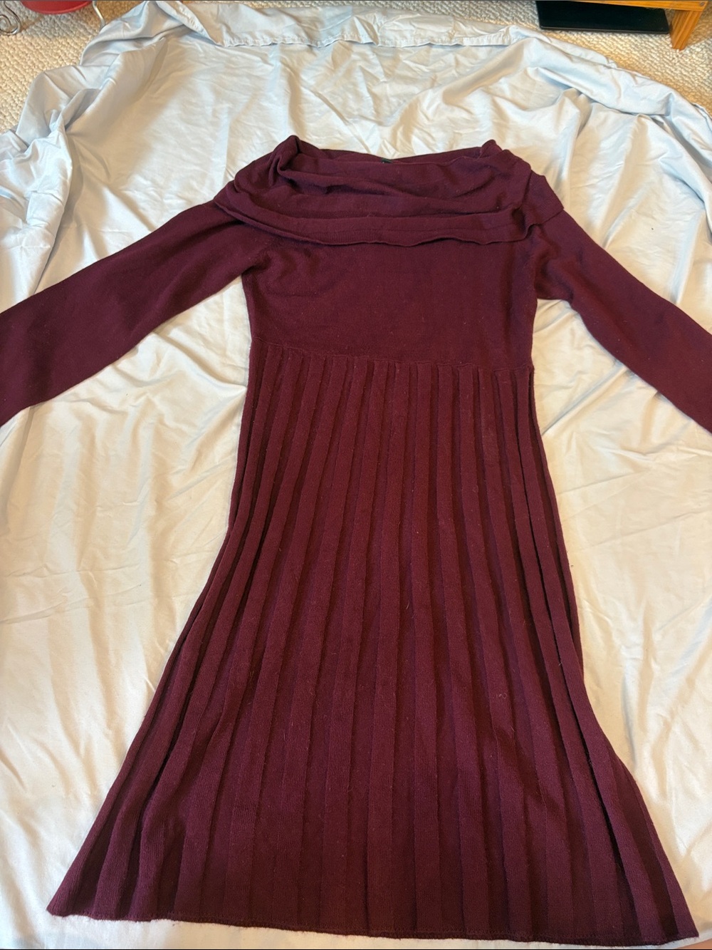 new directions Off-Shoulder Pleated Knit Dress - Wine